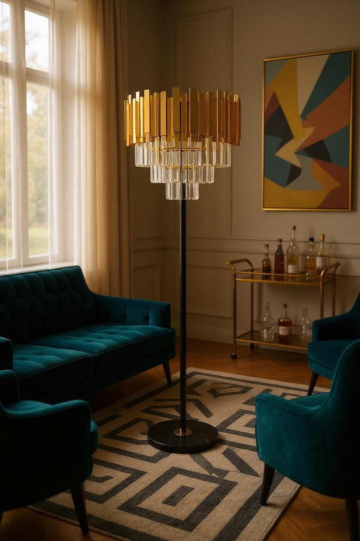 Celestia Luxe – Metallic Crystal Floor Lamp