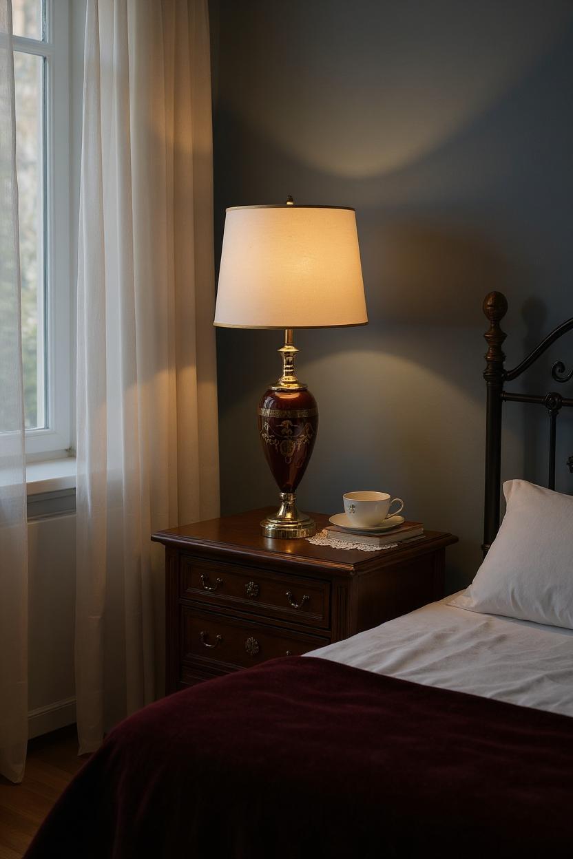 Red Versace-Style Side Table Lamp