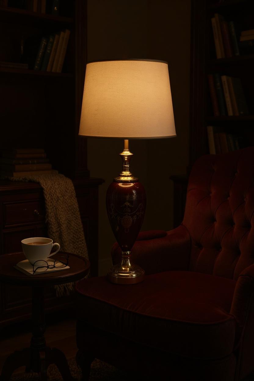 Red Versace-Style Side Table Lamp