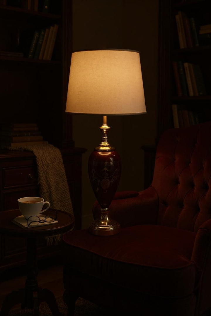 Red Versace-Style Side Table Lamp