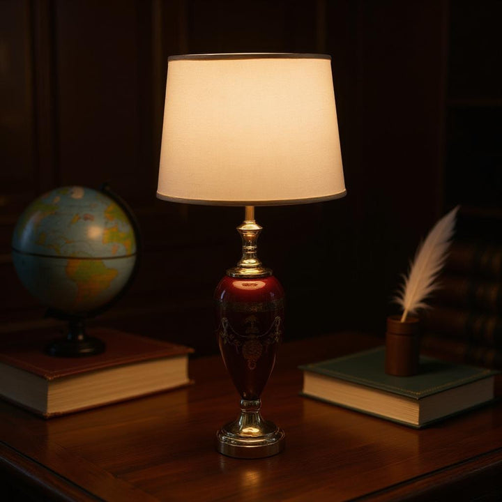 Red Versace-Style Side Table Lamp