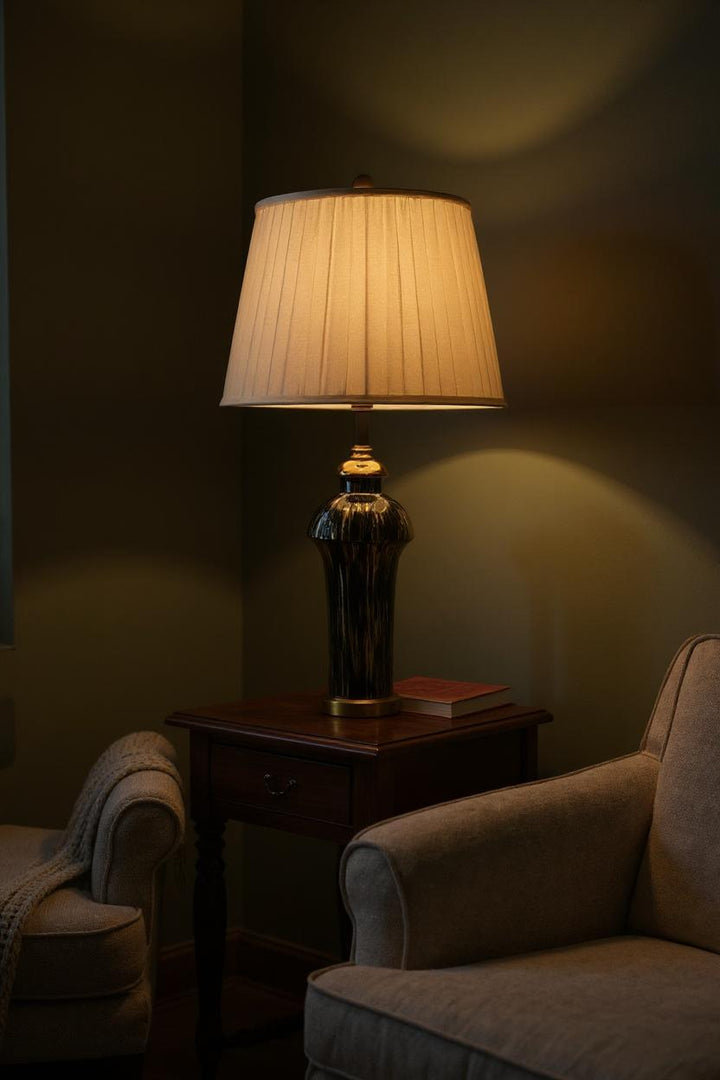 Eira Black Glaze Table Lamp