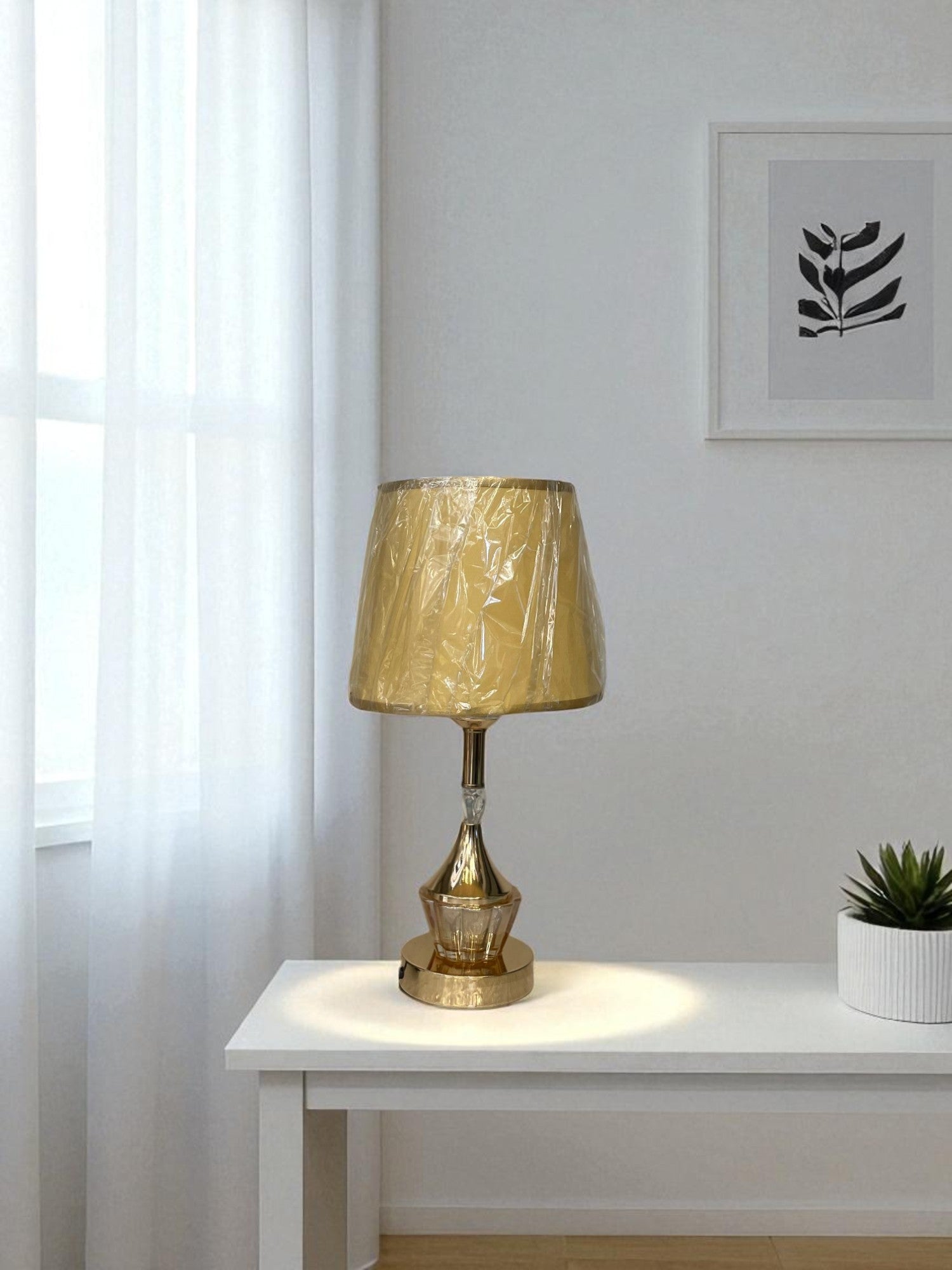 The Delphine Brass Crystal Lamp
