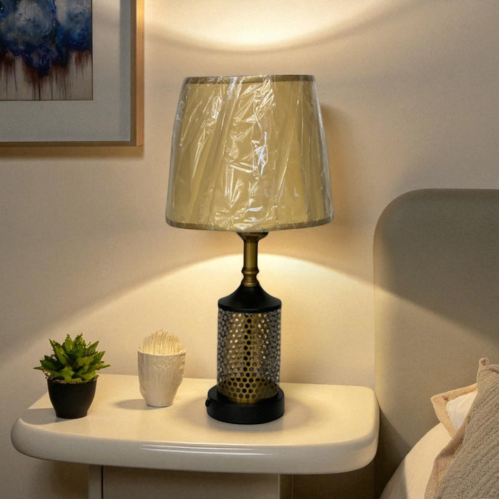The Avalon Brass Disc Side Table Lamp