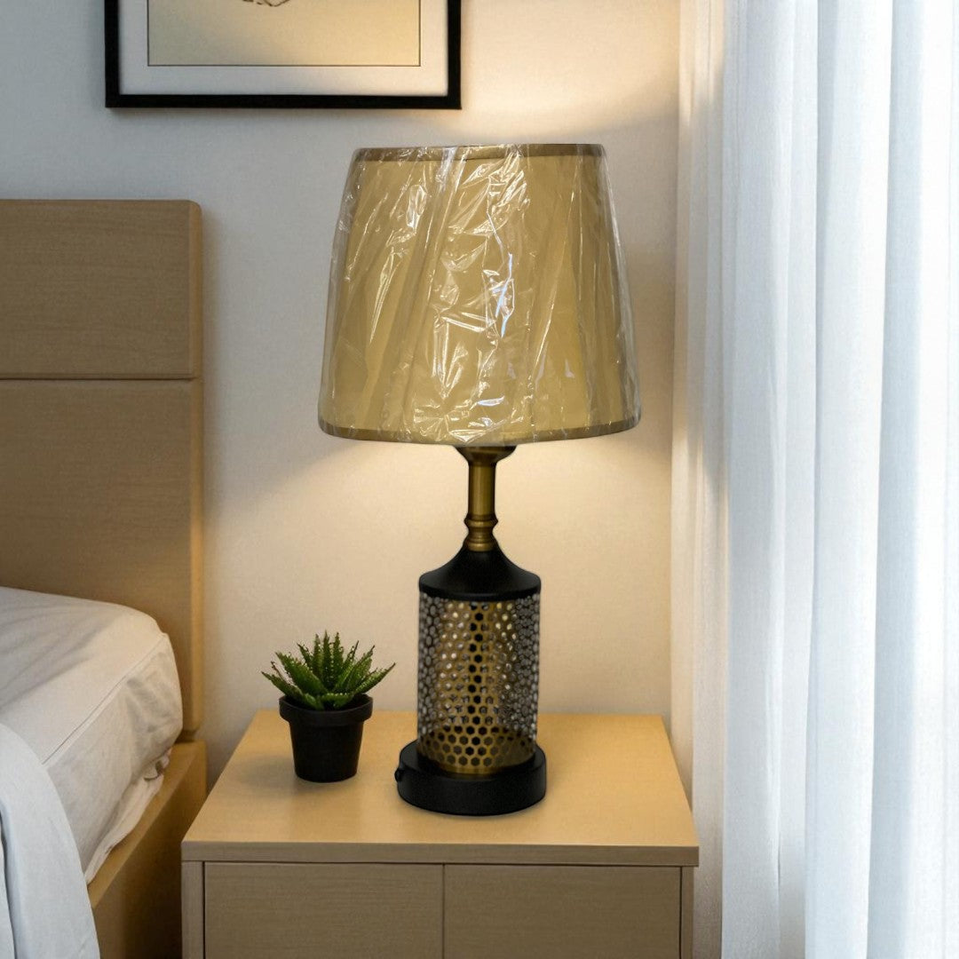 The Avalon Brass Disc Side Table Lamp