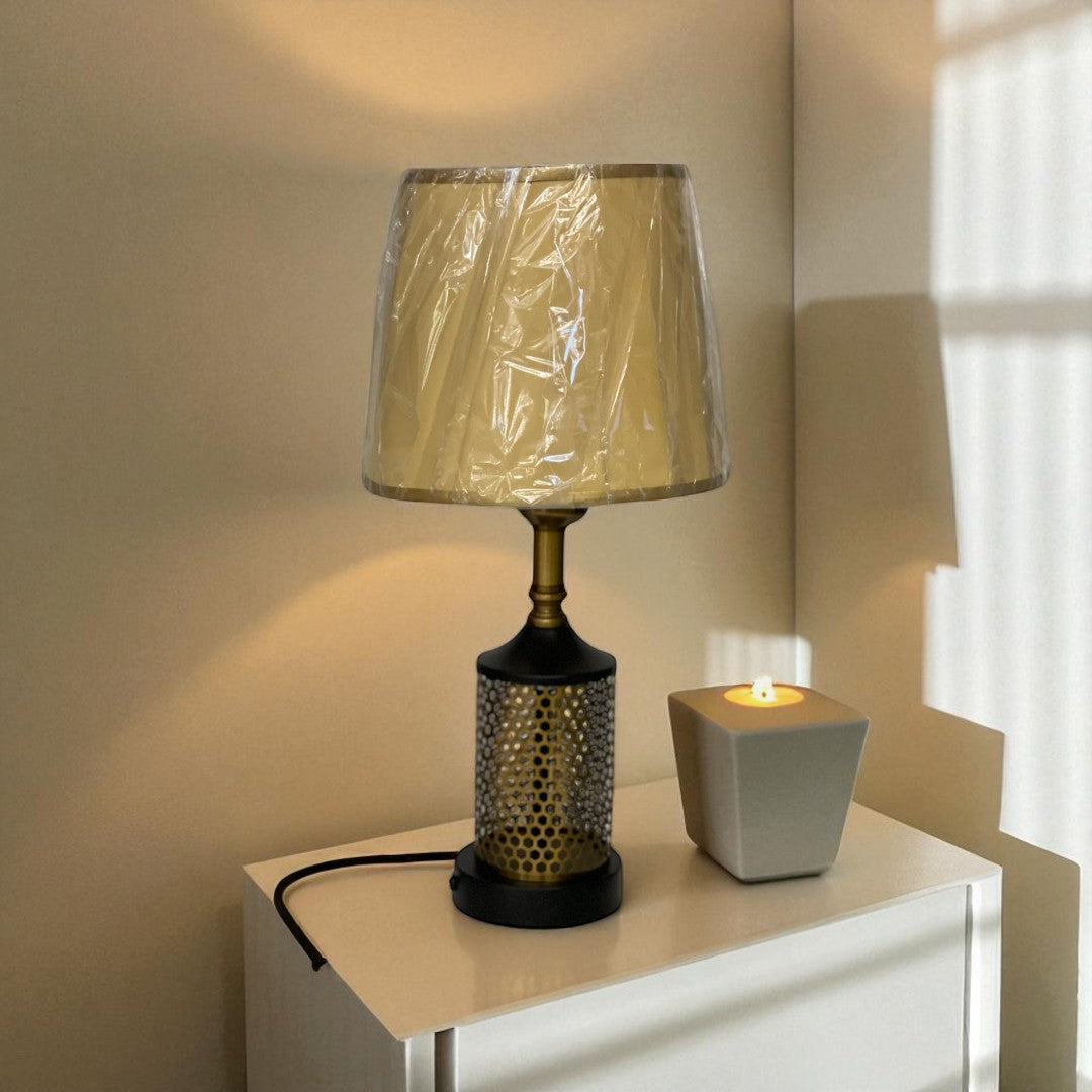 The Avalon Brass Disc Side Table Lamp