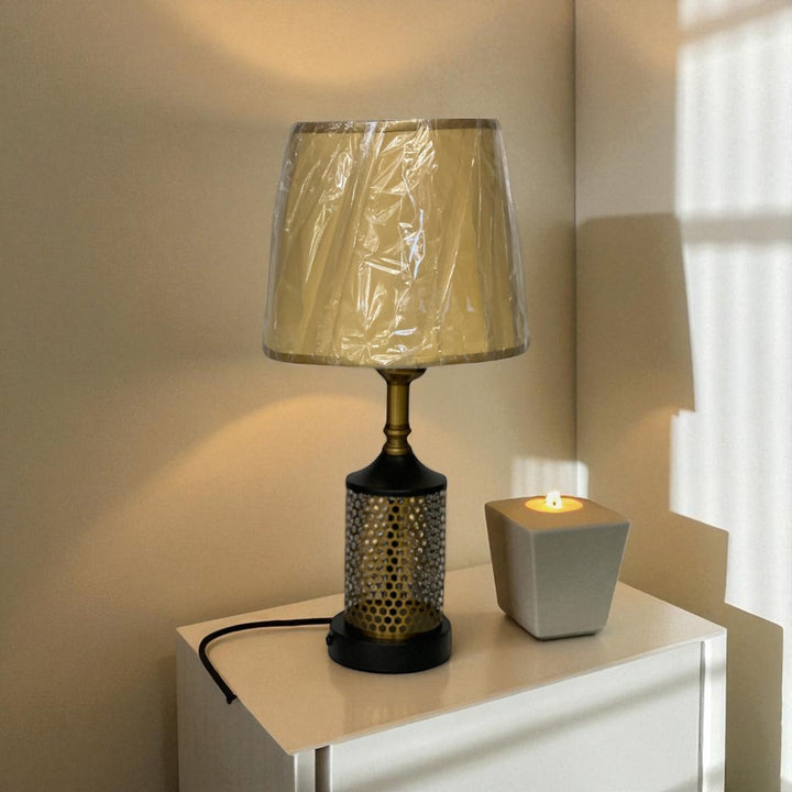 The Avalon Brass Disc Side Table Lamp