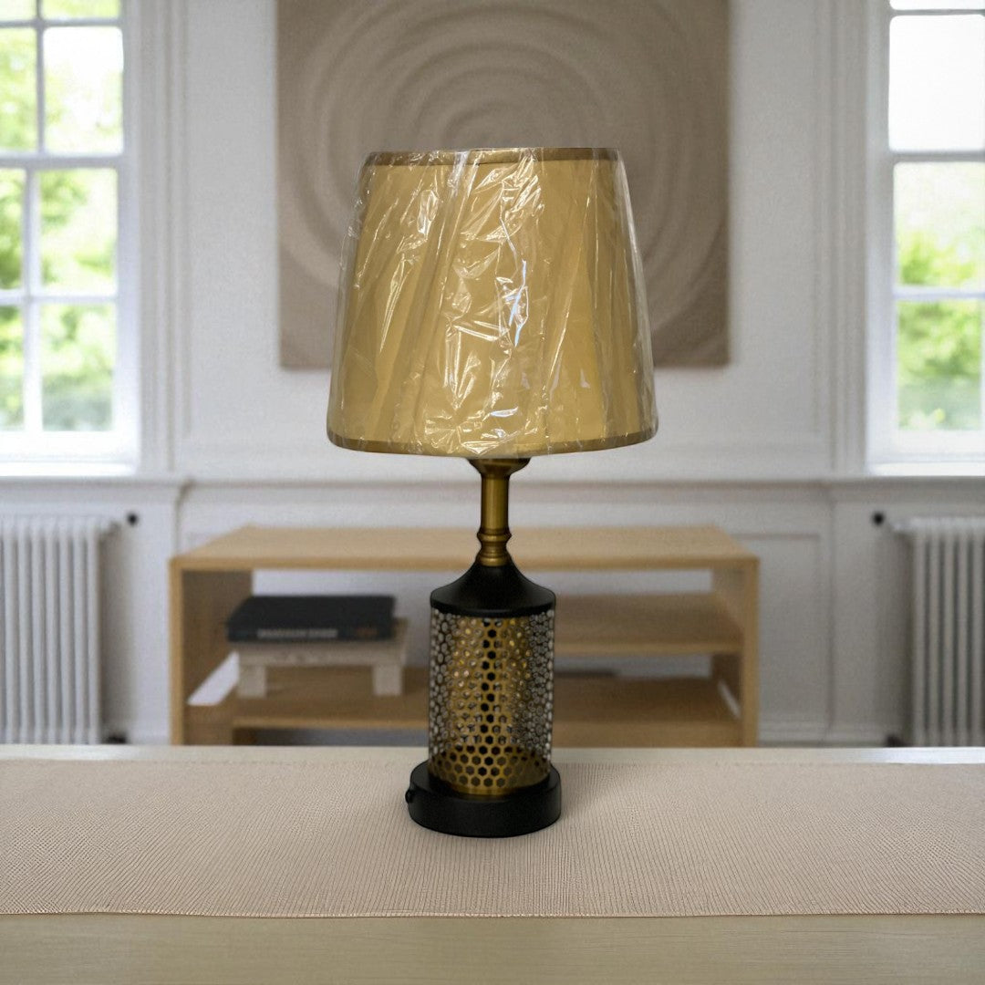 The Avalon Brass Disc Side Table Lamp