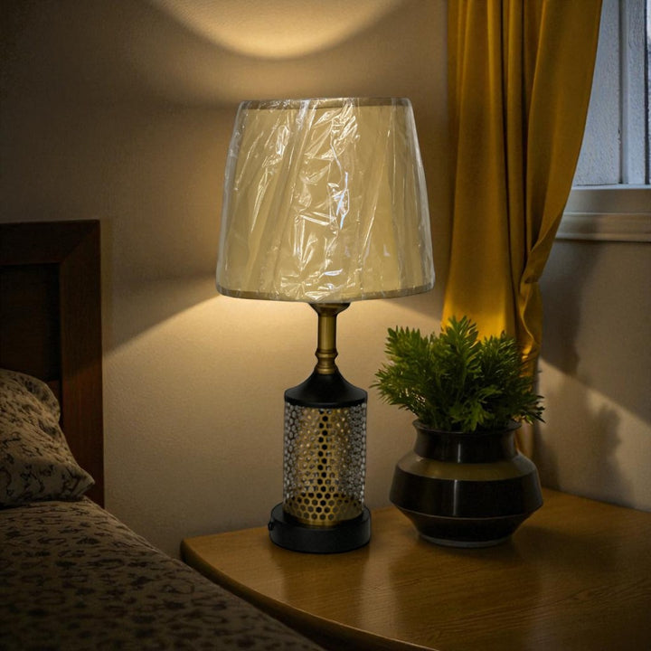 The Avalon Brass Disc Side Table Lamp