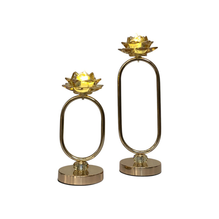 Elegance Crystal & Gold Metallic Candle Holder