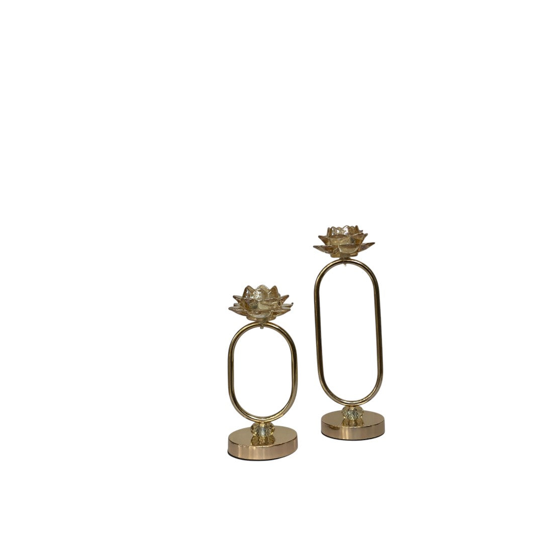 Elegance Crystal & Gold Metallic Candle Holder