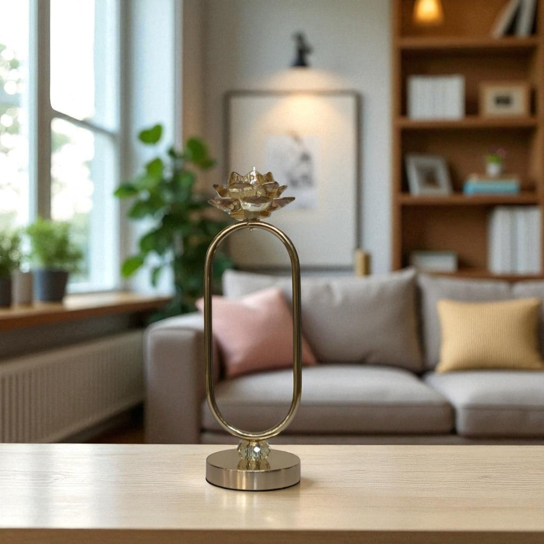 Elegance Crystal & Gold Metallic Candle Holder