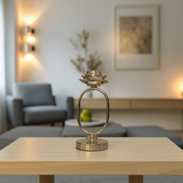 Elegance Crystal & Gold Metallic Candle Holder