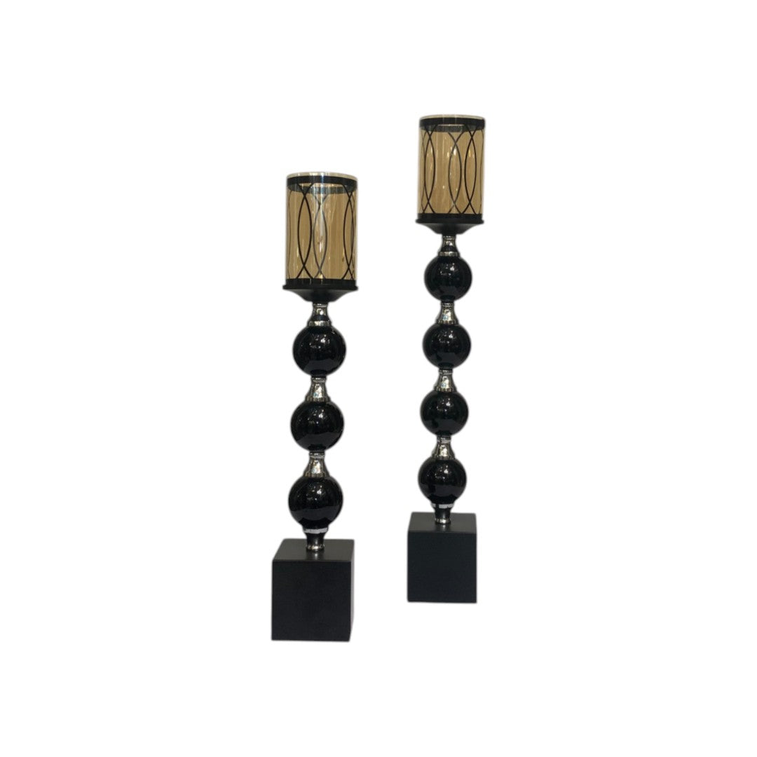 Noir Orb Black Vintage Metallic Candle Stand