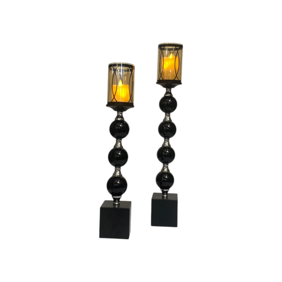 Noir Orb Black Vintage Metallic Candle Stand