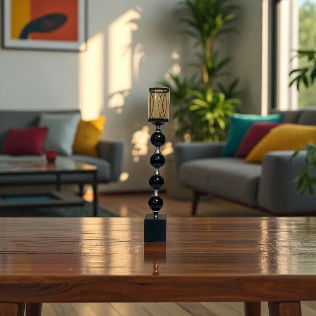 Noir Orb Black Vintage Metallic Candle Stand