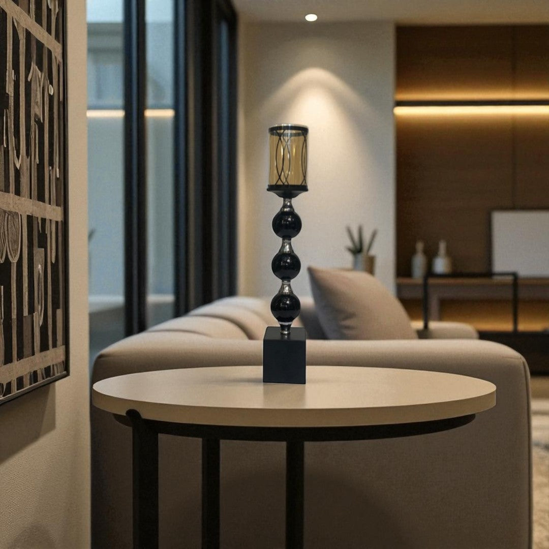 Noir Orb Black Vintage Metallic Candle Stand