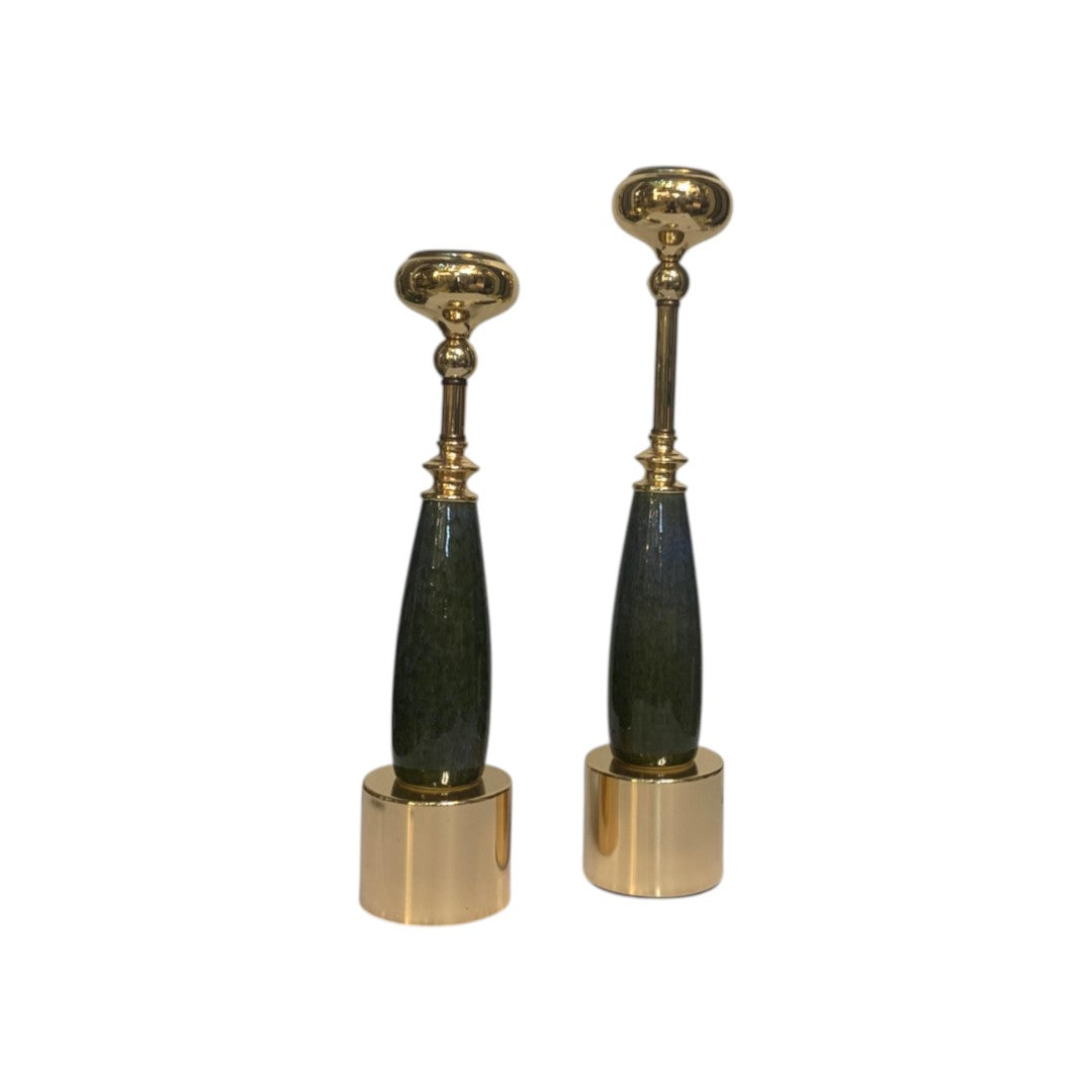 Vintage Obsidian Rise Marble and Metallic Candle Holder