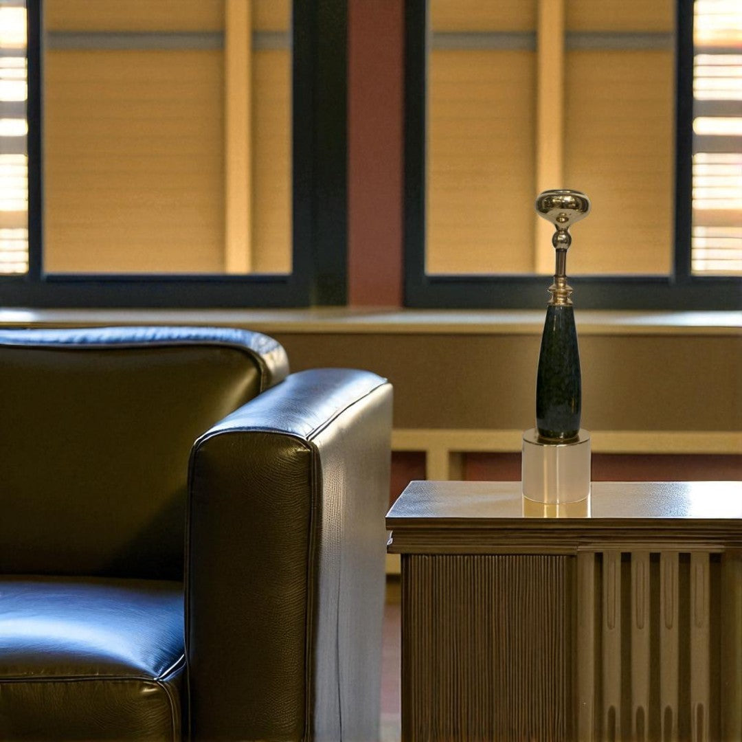 Vintage Obsidian Rise Marble and Metallic Candle Holder