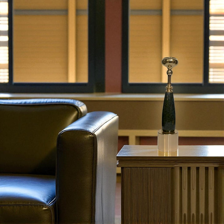 Vintage Obsidian Rise Marble and Metallic Candle Holder