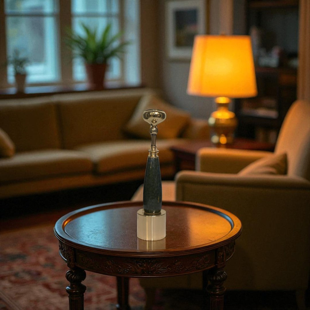 Vintage Obsidian Rise Marble and Metallic Candle Holder