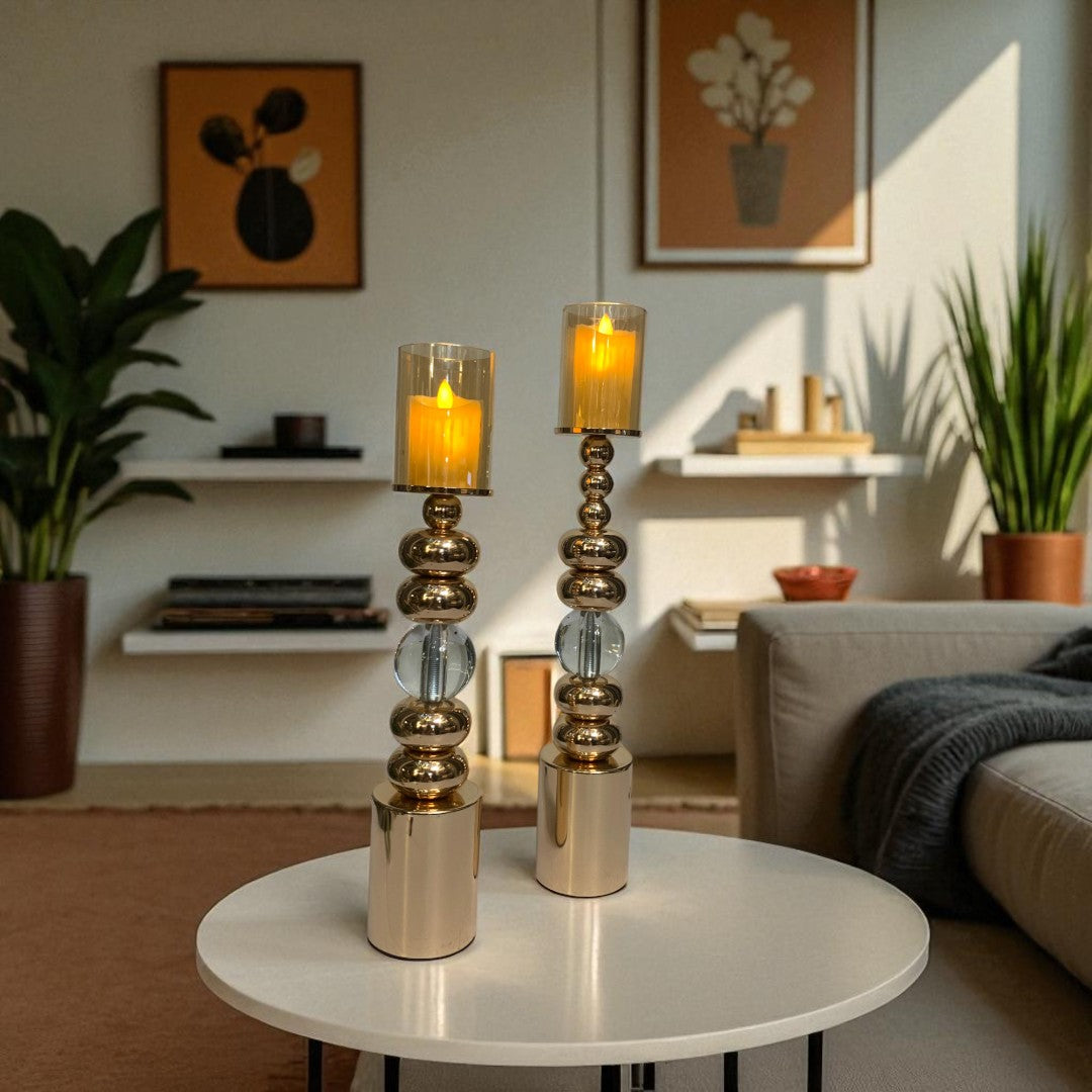 Modern Eterna Flame Metallic Candle Stand