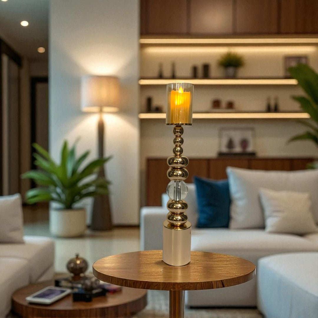 Modern Eterna Flame Metallic Candle Stand