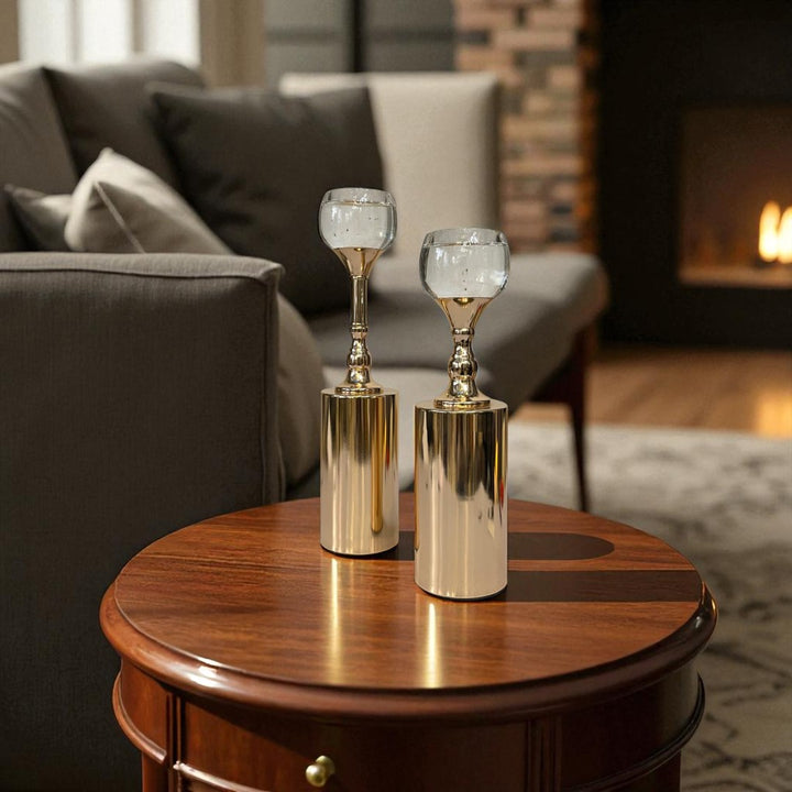 Metal Pillar Candle Holder Set