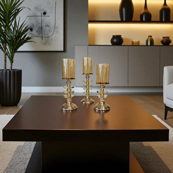 Metal Pillar Candle Holder Set