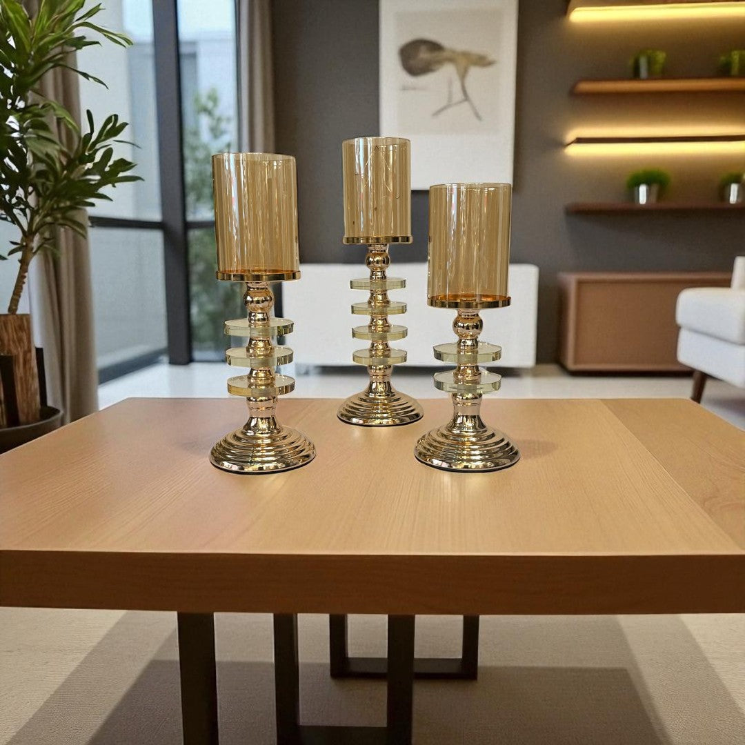 Metal Pillar Candle Holder Set
