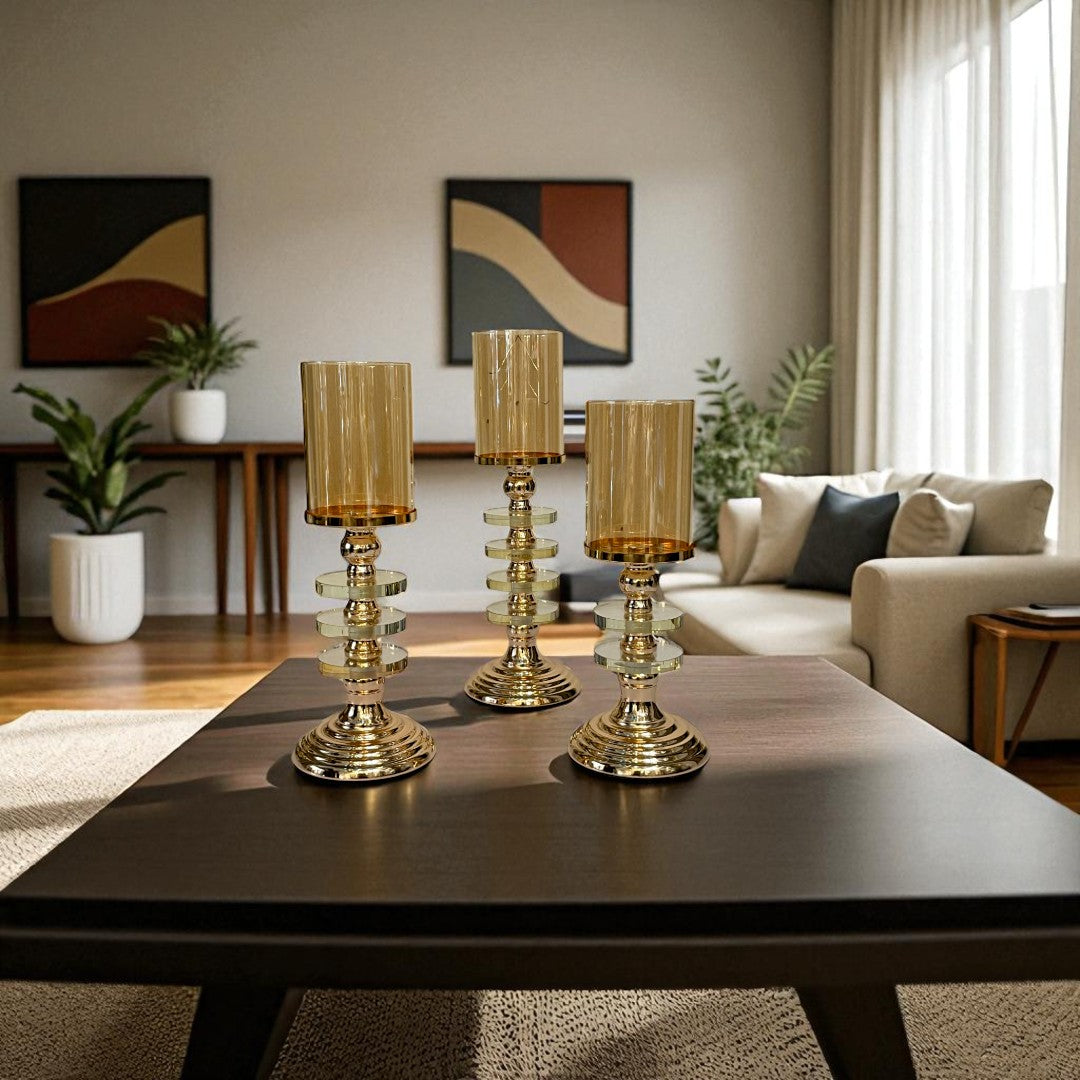 Metal Pillar Candle Holder Set