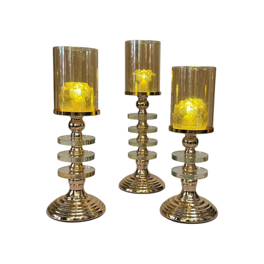 Metal Pillar Candle Holder Set