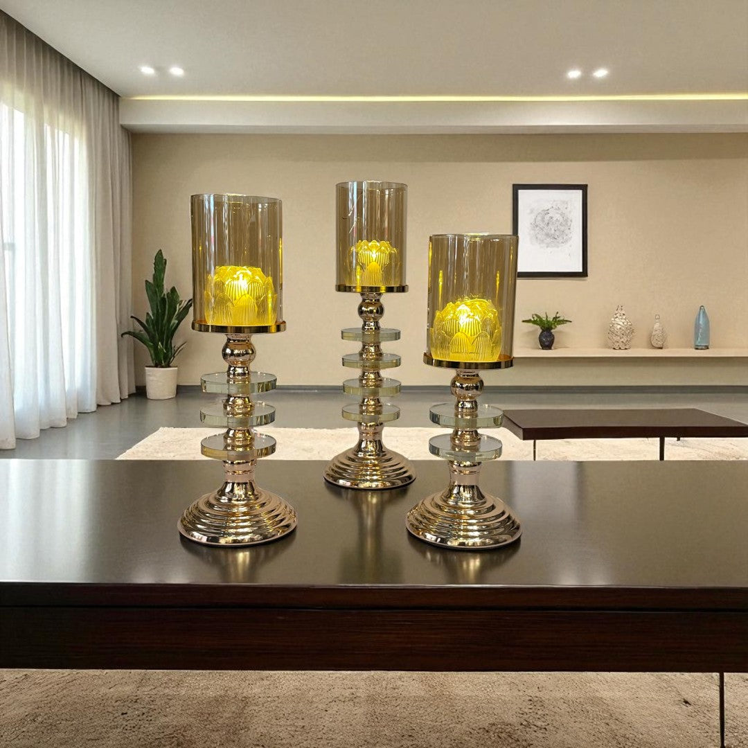 Metal Pillar Candle Holder Set