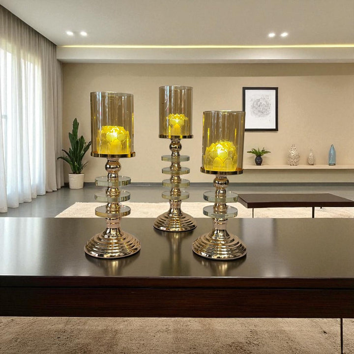 Metal Pillar Candle Holder Set