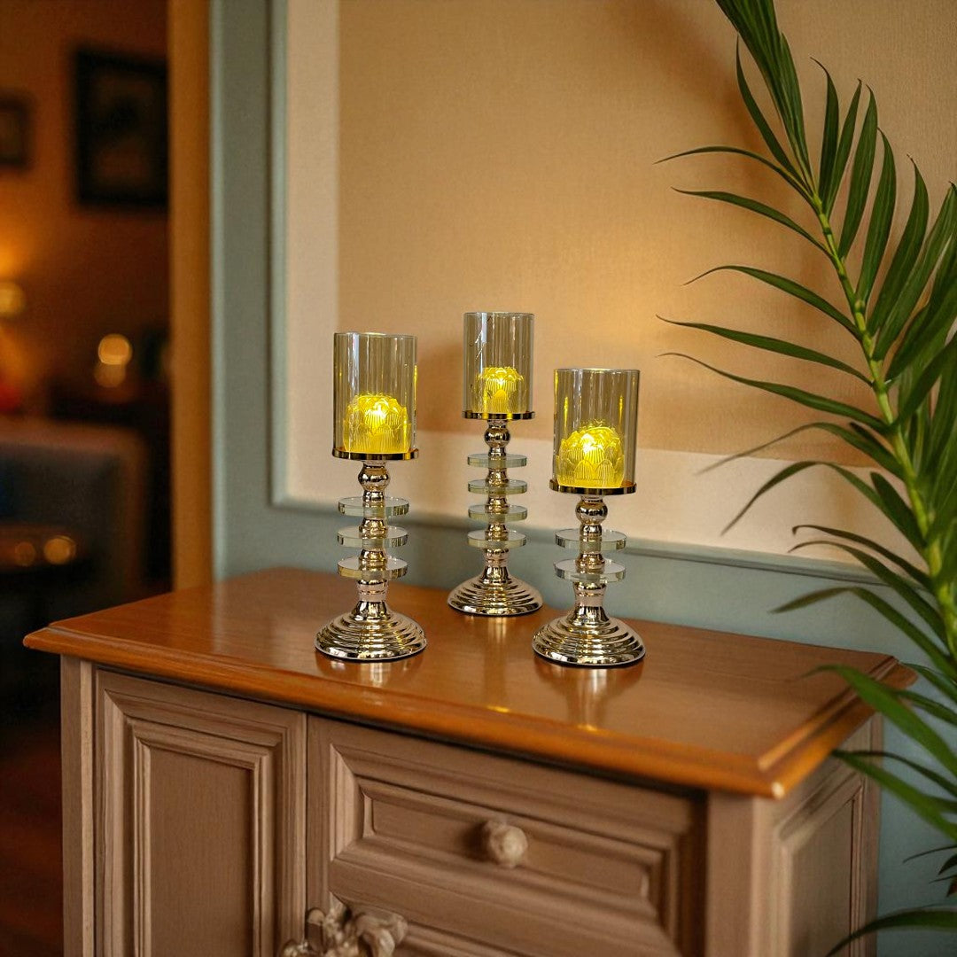 Metal Pillar Candle Holder Set