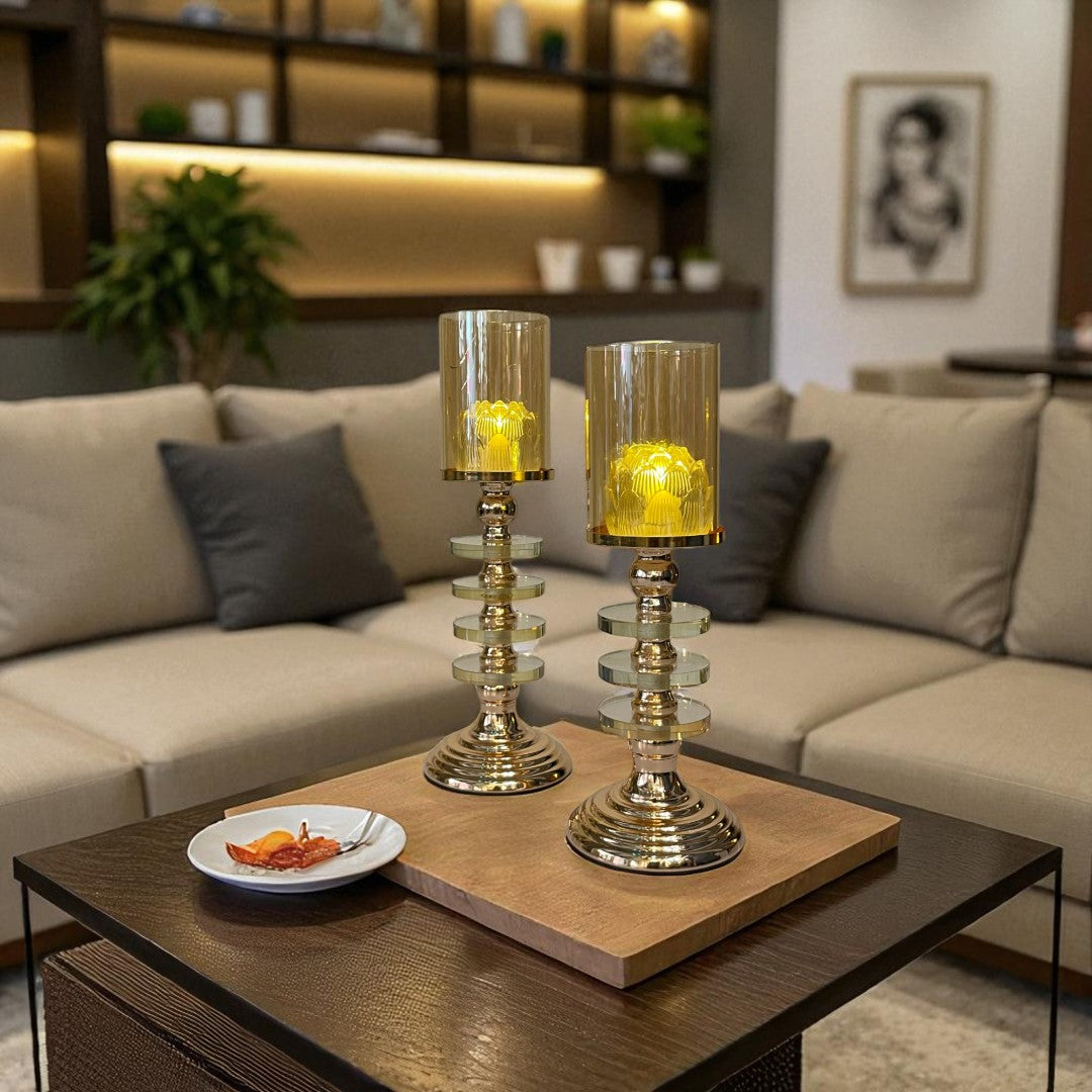 Metal Pillar Candle Holder Set