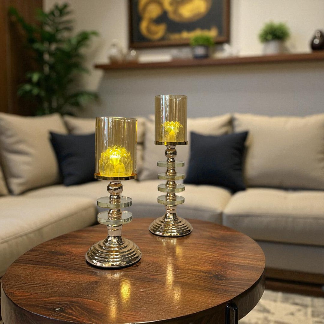Metal Pillar Candle Holder Set