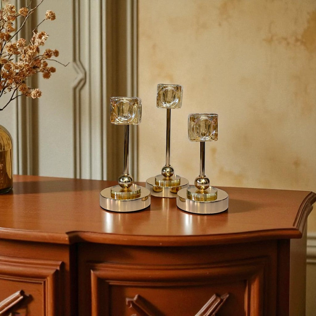 Crystal Flame Candle Holder Set