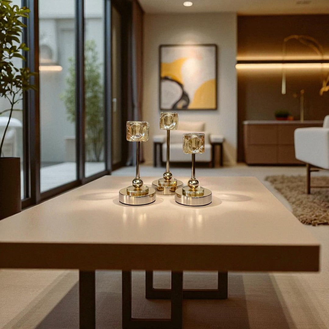 Crystal Flame Candle Holder Set