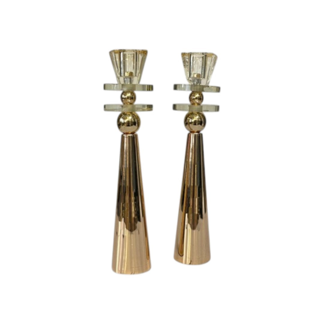 Elegant Metallic & Crystal Candle Stand