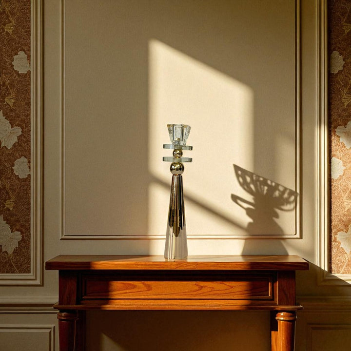 Elegant Metallic & Crystal Candle Stand