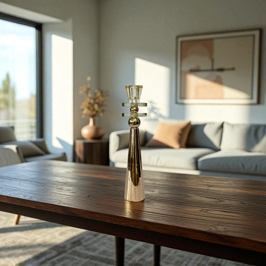 Elegant Metallic & Crystal Candle Stand