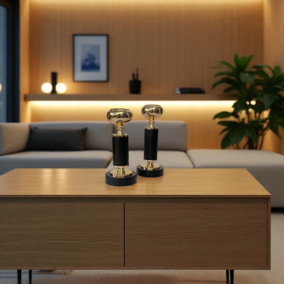 Luma Modern Metallic Gold Candle Stand"