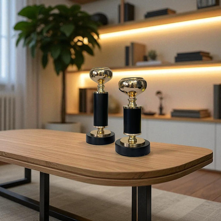 Luma Modern Metallic Gold Candle Stand