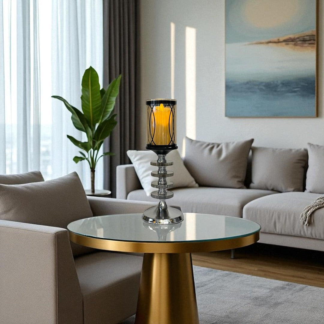 Elegant Silver Candle Stand Set