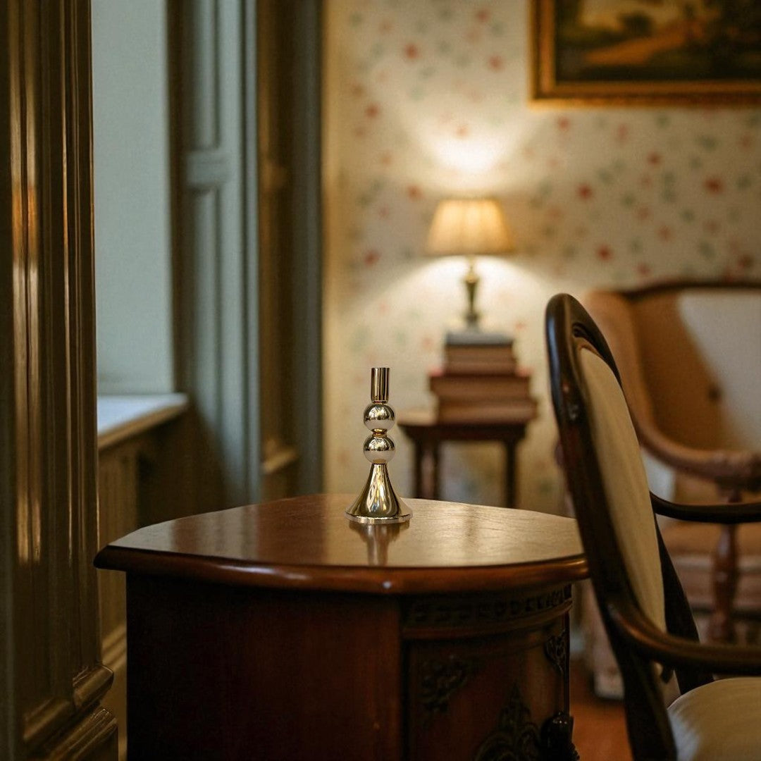 Antique Crystal Glow Candle Stand