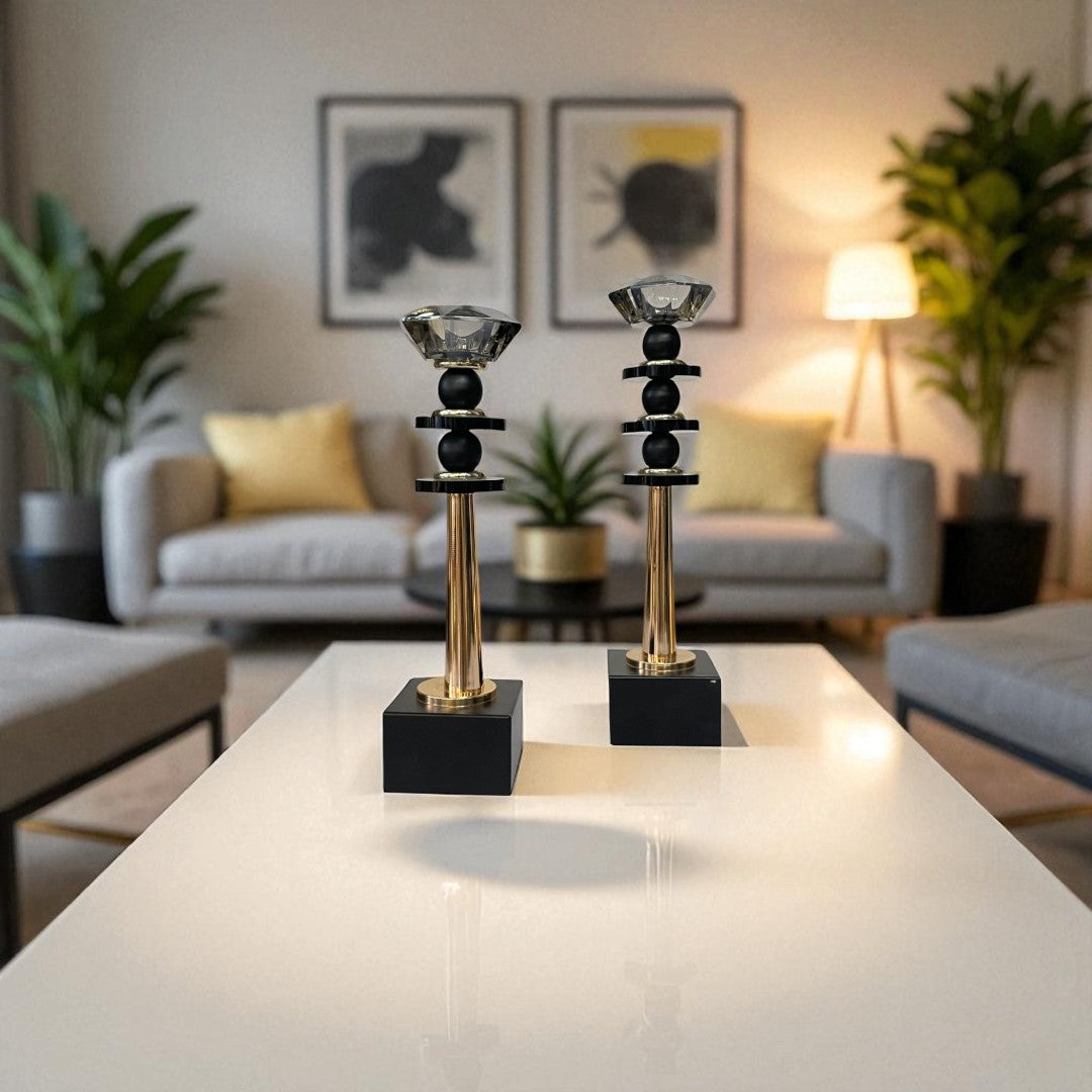 Victorian Luxe Vintage Crystal And Metallic Candle Stand