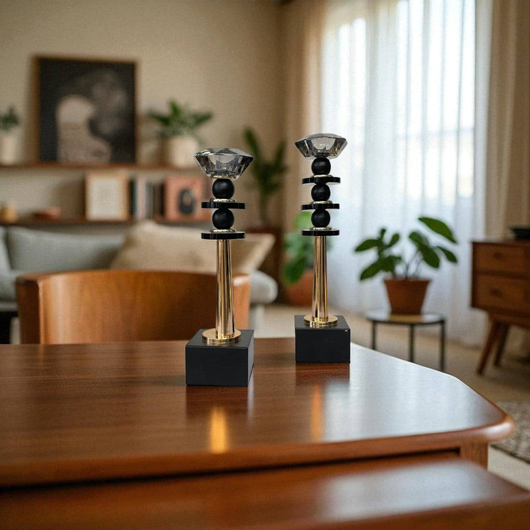 Victorian Luxe Vintage Crystal And Metallic Candle Stand