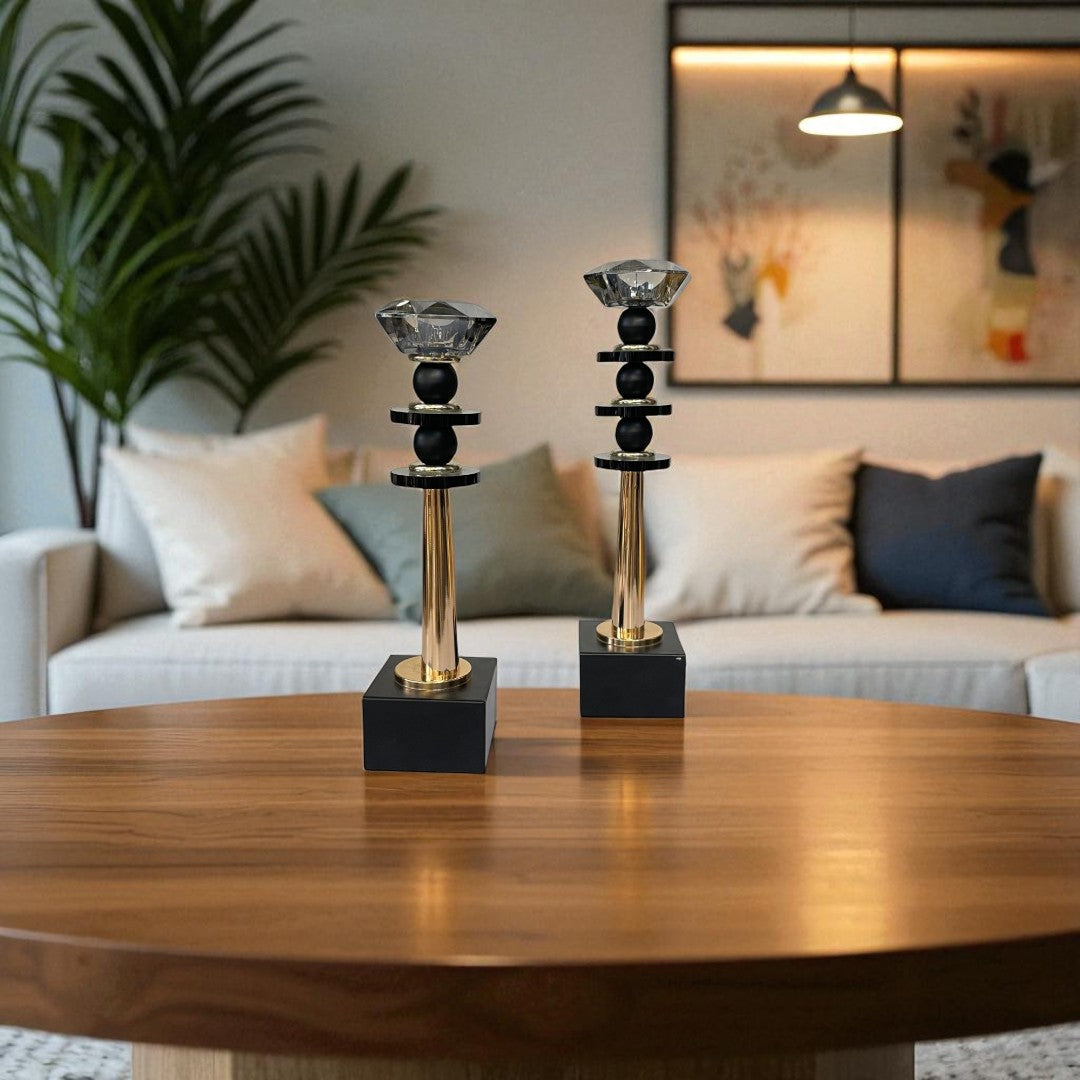 Victorian Luxe Vintage Crystal And Metallic Candle Stand