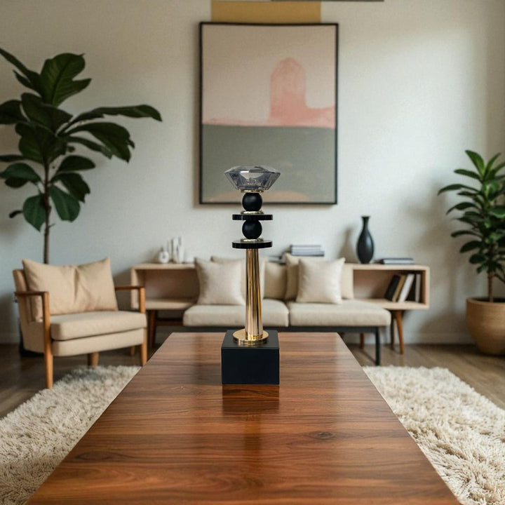 Victorian Luxe Vintage Crystal And Metallic Candle Stand